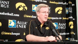 Iowa head coach Fran McCaffery discusses the Hawkeyes' Big Ten opener against No. 5 Indiana during his press conference held Friday, Dec. 28, 2012, at Carver-Hawkeye Arena in Iowa City.