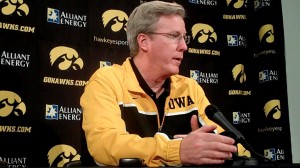 Iowa head coach Fran McCaffery discusses the Hawkeyes' upcoming game against Nebraska during his press conference held Friday, March 8, 2013, at Carver-Hawkeye Arena in Iowa City.