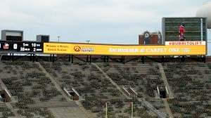 The Northeast corner portion of the new video board behind the North end zone at Kinnick Stadium.
