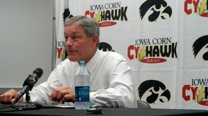 Iowa head coach Kirk Ferentz discusses the Hawkeyes' upcoming game at Iowa State during his weekly press conference held Tuesday, Sept. 10, 2013, at the Hayden Fry Football Complex in Iowa City. Entering his 15th match-up as head coach against the Cyclones, Ferentz is 6-8 lifetime against Iowa State.