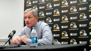 Iowa head coach Kirk Ferentz discusses the Hawkeyes' upcoming Big Ten opener at Minnesota during his weekly press conference held Tuesday, Sept. 24, 2013, at the Hayden Fry Football Complex in Iowa City.