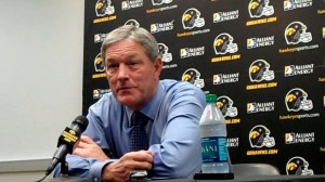 Iowa head coach Kirk Ferentz discusses the Hawkeyes' upcoming game at No. 4 Ohio State during his weekly press conference held Tuesday, Oct. 15, 2013, at the Hayden Fry Football Complex in Iowa City.