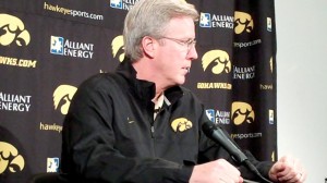 Iowa head coach Fran McCaffery discusses the Hawkeyes' season-opener against UNC-Wilmington during his press conference held Wednesday, Nov. 6, 2013, at Carver-Hawkeye Arena in Iowa City.