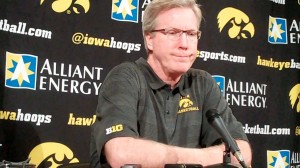 Iowa head coach Fran McCaffery speaks during his press conference held Tuesday, Jan. 7, 2014, at Carver-Hawkeye Arena in Iowa City. McCaffery will not coach No. 20 Iowa's game against Northwestern on Jan. 9 after being suspended by the Big Ten on Tuesday for violating the conference's Sportsmanship Policy.