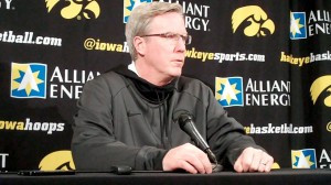 Iowa head coach Fran McCaffery discusses the 15th-ranked Hawkeyes' upcoming game against No. 7 Michigan State during a press conference held Monday, Jan. 27, 2014, at Carver-Hawkeye Arena in Iowa City.