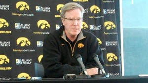 Iowa head coach Fran McCaffery discusses the 17th-ranked Hawkeyes' upcoming game against Ohio State during a press conference held Monday, Feb. 3, 2014, at Carver-Hawkeye Arena in Iowa City.