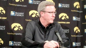 Iowa head coach Fran McCaffery discusses the 24th-ranked Hawkeyes' upcoming game at No. 22 Michigan State during a press conference held Tuesday, March 4, 2014, at Carver-Hawkeye Arena in Iowa City.