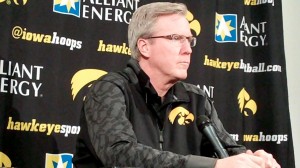 Iowa head coach Fran McCaffery discusses the Hawkeyes' upcoming first round game in the Big Ten Tournament against Northwestern during a press conference held Tuesday, March 11, 2014, at Carver-Hawkeye Arena in Iowa City.
